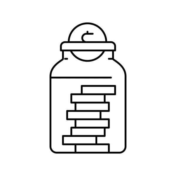 Pièce de collection en bouteille ligne icône vectoriel illustration — Image vectorielle