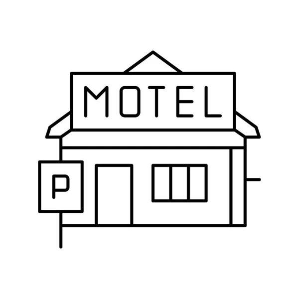 Construcție motel linie icon vector ilustrare — Vector de stoc