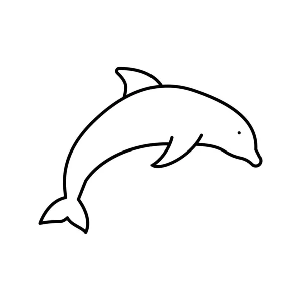 Golfinho oceano linha ícone vetor ilustração —  Vetores de Stock