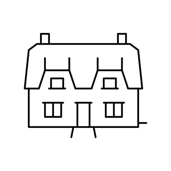 Stuga hus linje ikon vektor illustration — Stock vektor