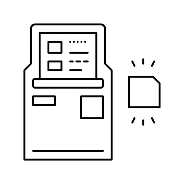 ATM con ilustración vectorial de icono de línea de tecnología rfid — Vector de stock