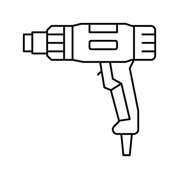 Warmtepistool gereedschap lijn pictogram vector illustratie — Stockvector