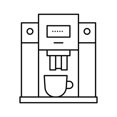 Profesyonel elektronik ekipman hattı ikon vektör illüstrasyonunu demleyen makine kahvesi