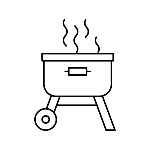 Bbq järn sommar picknick linje ikon vektor illustration — Stock vektor