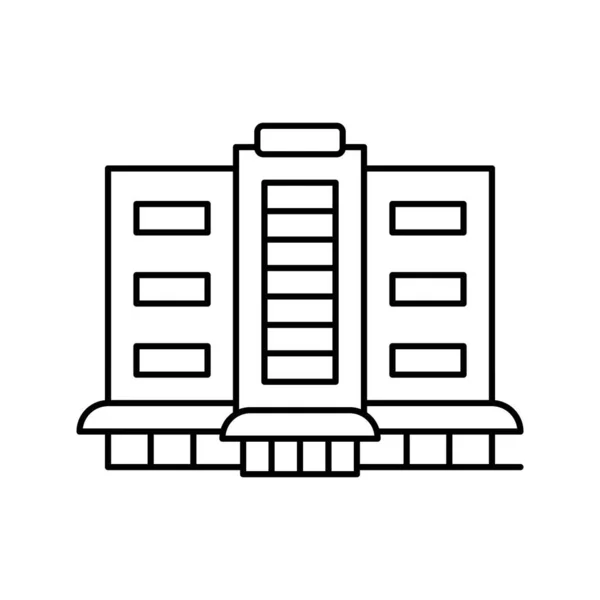 Winkel en winkelcentrum gebouw lijn pictogram vector illustratie — Stockvector