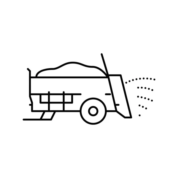 Διασπορά κοπριάς αγρόκτημα μηχανή γραμμή εικονίδιο διάνυσμα εικονογράφηση — Διανυσματικό Αρχείο