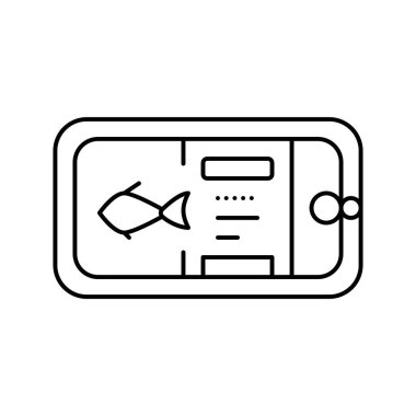 konserve deniz ürünleri çizgisi ikon vektör çizimi