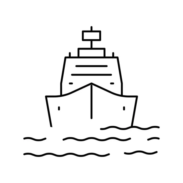 Πλοίο που εισέρχεται σε απεικόνιση διανύσματος εικονιδίου γραμμής λιμένα — Διανυσματικό Αρχείο