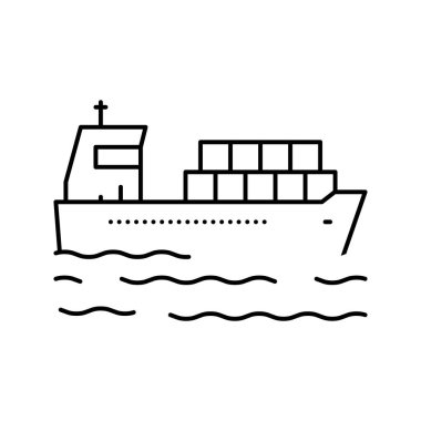 Gemi teslimat konteynırları çizgi vektör illüstrasyonu