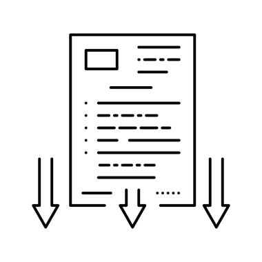 Dava belgesi satır simgesi vektör illüstrasyonu