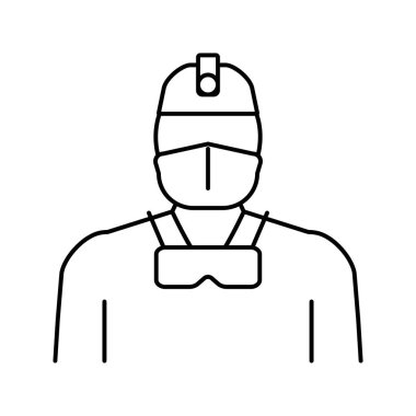 Nöroşirürji alt uzmanlıkları doktor çizgisi ikon vektör çizimi