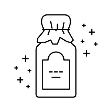 Kuru cam şişe phytotherapy hat ikon vektör çizimi