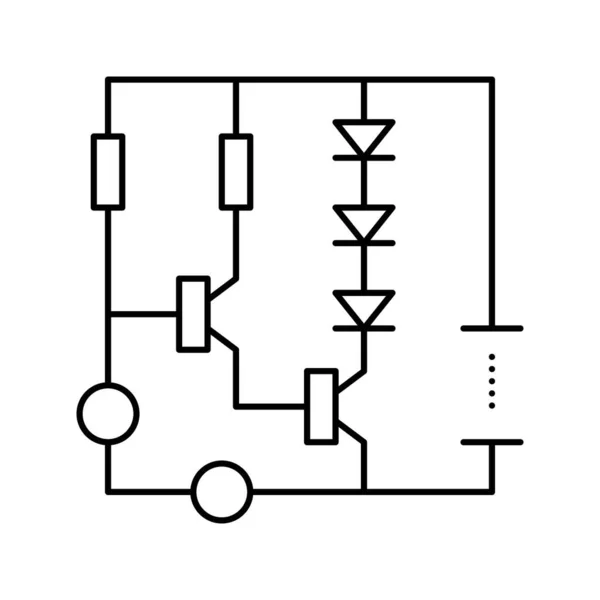 Illustration vectorielle d'icône de ligne de diagramme de circuit — Image vectorielle