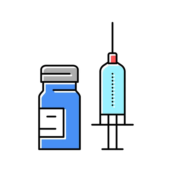 Şırınga anestezisi ve ampul renk ikonu çizimi — Stok Vektör