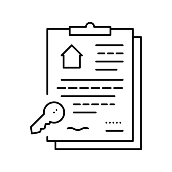 Línea de contrato escrito icono vector ilustración — Vector de stock