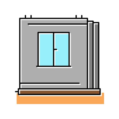 Panel evi renk ikonu vektör illüstrasyonunun duvarları