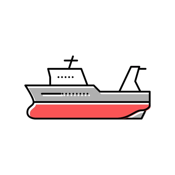 Trawler boat color icon vector illustration — Stock Vector