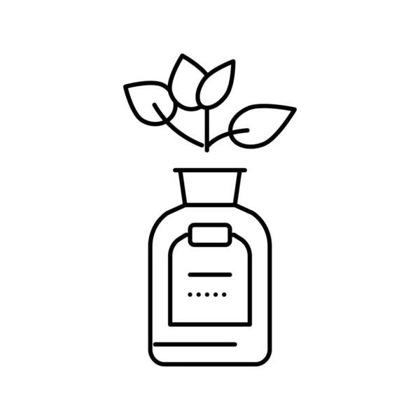 Natürliche pflanzliche Phytotherapie Medikamente Flasche Linie Symbol Vektor Illustration — Stockvektor