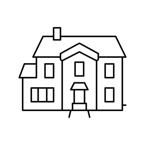 单个家庭房屋线条图标矢量插图 — 图库矢量图片