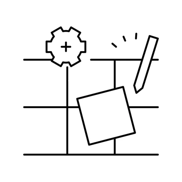 Tegel demontage lijn pictogram vector illustratie — Stockvector