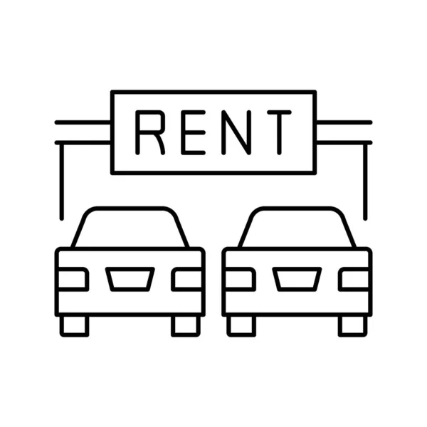 Aluguer de carro motel serviço linha ícone vetor ilustração —  Vetores de Stock