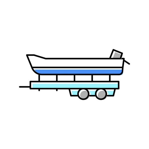 Trasporto barca rimorchio colore icona vettoriale illustrazione — Vettoriale Stock