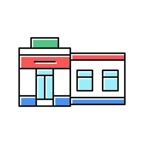 Winkel gebouw kleur pictogram vector illustratie — Stockvector