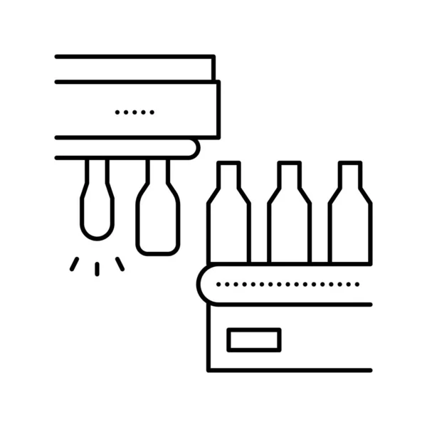 Gießen Glas Flaschenförderer Ausrüstung Linie Symbol Vektor Illustration — Stockvektor