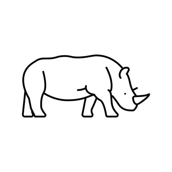 Animal rinoceronte en zoológico línea icono vector ilustración — Vector de stock