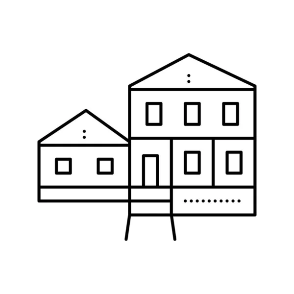 農家の建物の線のアイコンベクトル図 — ストックベクタ