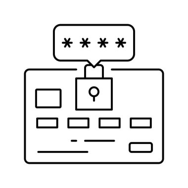 pin kodu çizgi simgesi vektör illüstrasyonu
