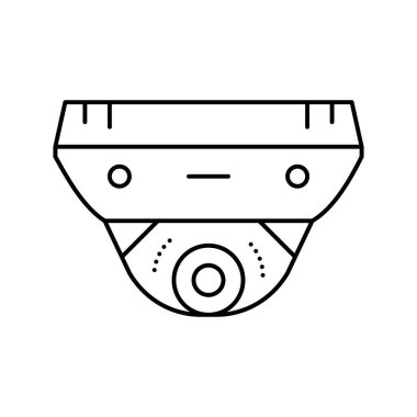 Yüz tanımlama çizgisi vektör illüstrasyonlu ccTV kamera