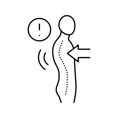 kyphosis hastalık çizgisi ikon vektör çizimi