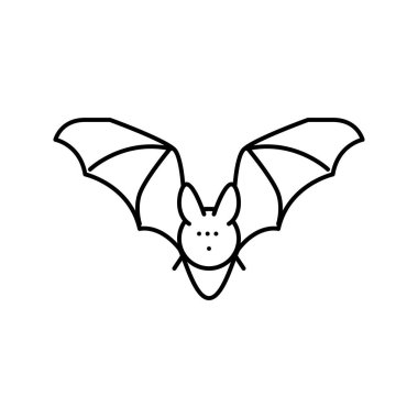 Hayvanat bahçesi çizgisi ikon vektör illüstrasyonunda yarasa hayvan