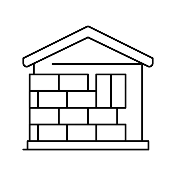 Wanddämmung außen Mineralwolle Linie Symbol Vektor Illustration — Stockvektor