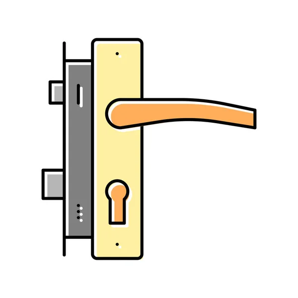 Door handle and lock color icon vector illustration — Stock Vector