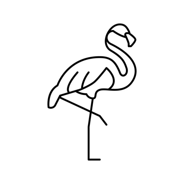 Flamant rose oiseau dans zoo ligne icône vectoriel illustration — Image vectorielle