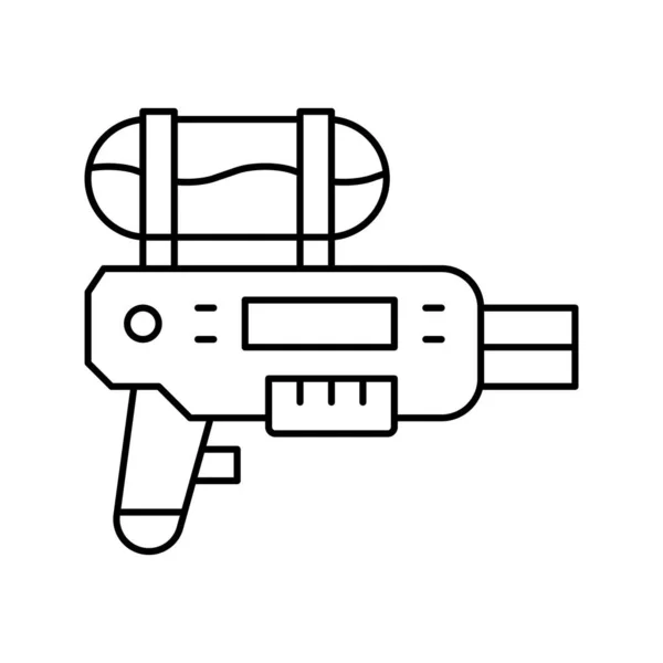 Pistola de agua para la ilustración de vectores de línea de juego de verano — Vector de stock