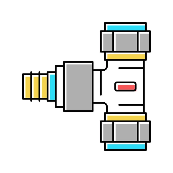 Gabelung Rohr des Entwässerungssystems Farbe Symbol Vektor Illustration — Stockvektor