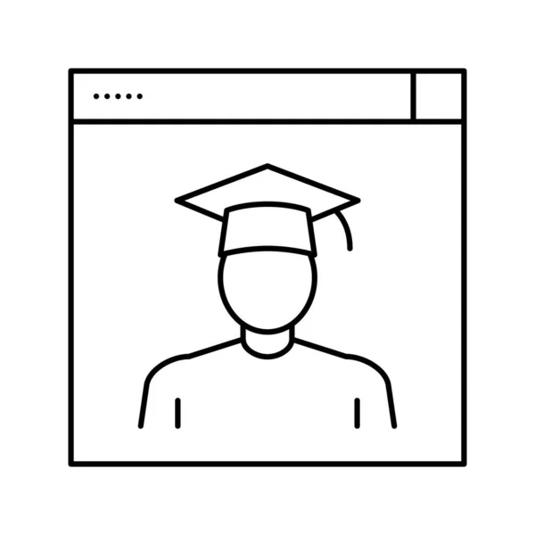 Pós-graduação on-line cursos ícone linha vetor ilustração —  Vetores de Stock
