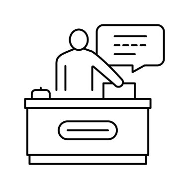 resepsiyon motel çizgisi ikon vektör çizimi