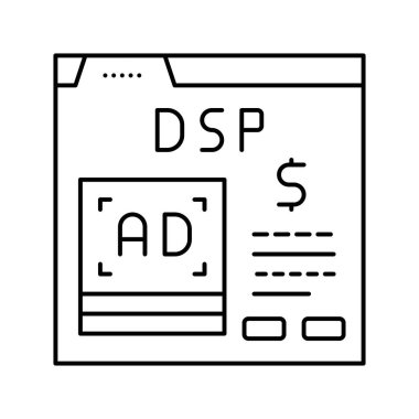 dijital sinyal işlemci çizgisi ikon vektör çizimi
