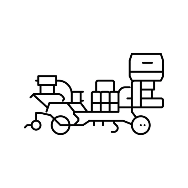 Plastic mulch layer farm equipment line icon vector illustration — 图库矢量图片