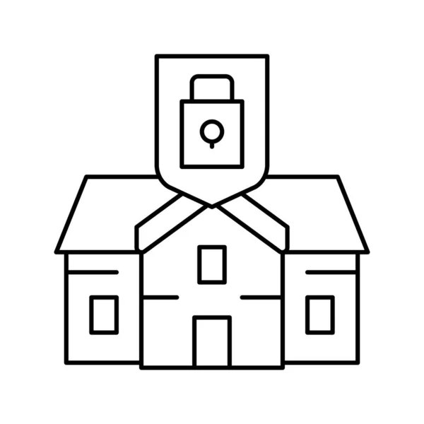 Huis beschermen lijn pictogram vector illustratie plat — Stockvector