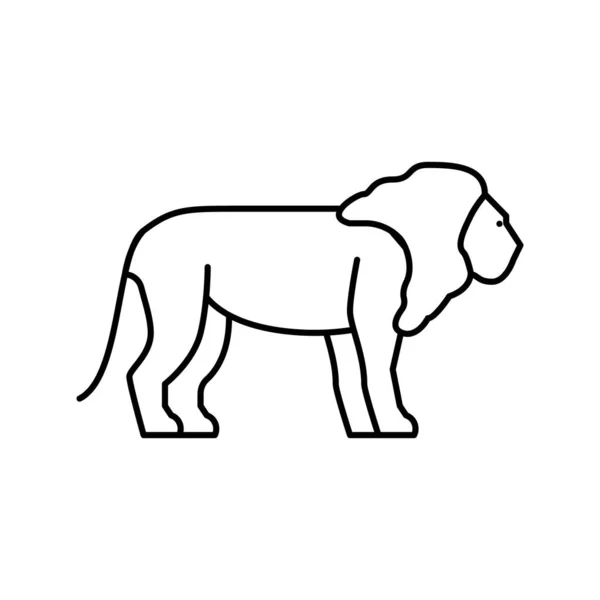 Animal león en la línea del zoológico icono de ilustración de vectores — Vector de stock