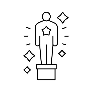 Oscar ödülü çizgisi ikon vektör illüstrasyonu