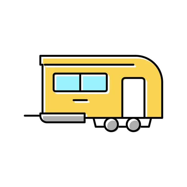 Camper trailer kleur pictogram vector illustratie — Stockvector