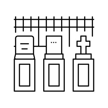 Mezarlık cadılar bayramı çizgisi vektör illüstrasyonuName
