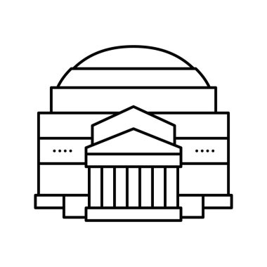 pantheon antik Roma çizgisi ikon vektör çizimi