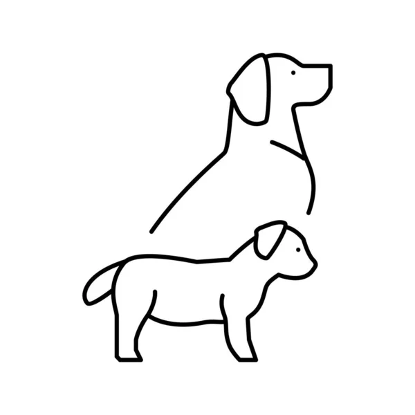 Kiskutya és kutya vonal ikon vektor illusztráció — Stock Vector